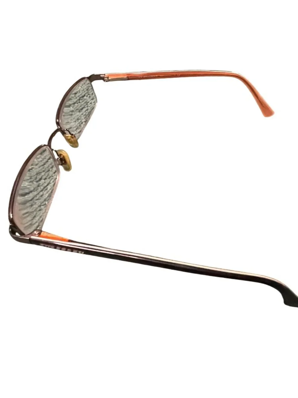 Burberry Unisex Rectangular Prescription Eyeglasses Brown & Peach Metal Frame